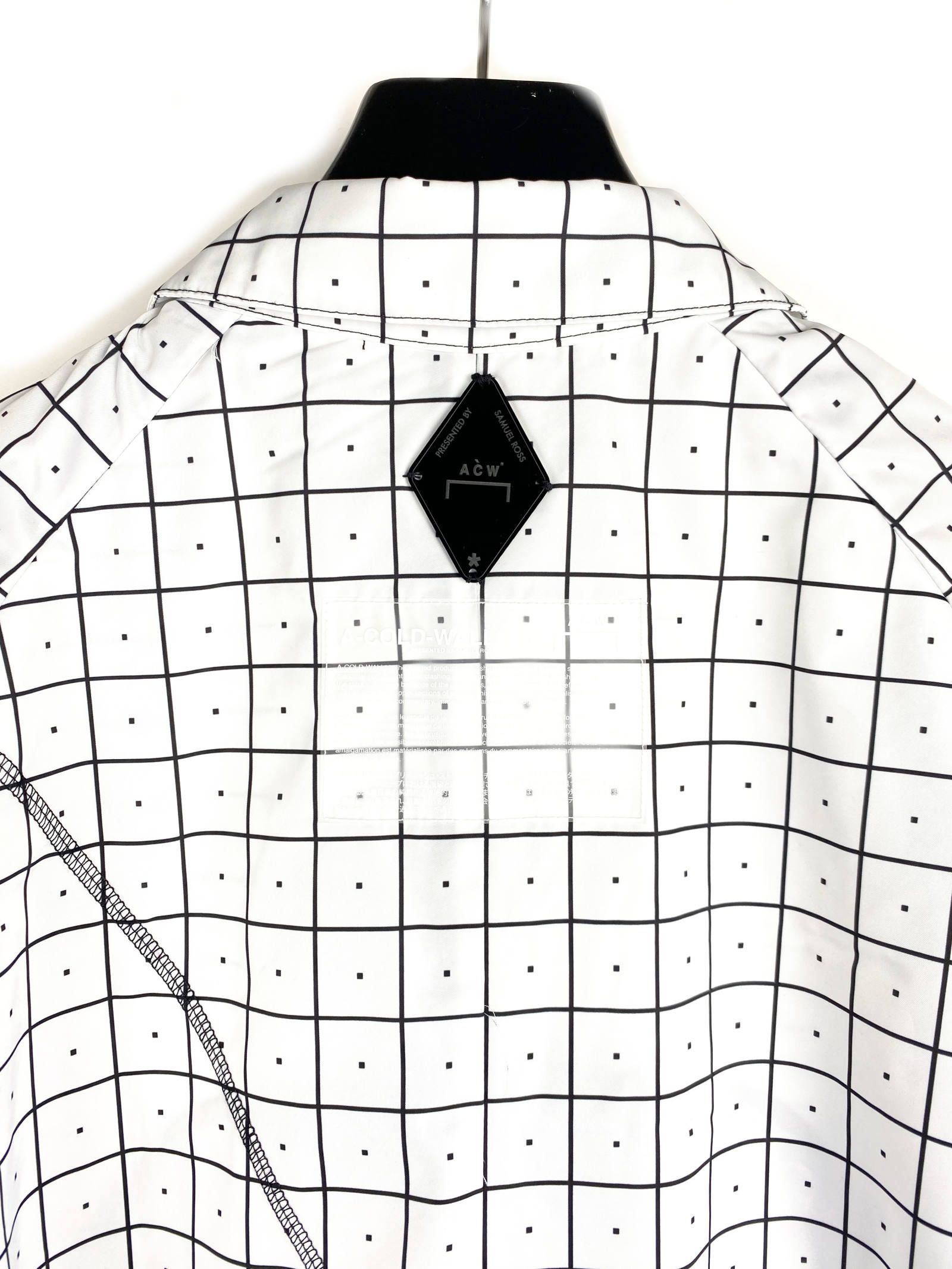 ウィンドウペンチェック ナイロン トレンチコート GRID TRENCH - WHITE