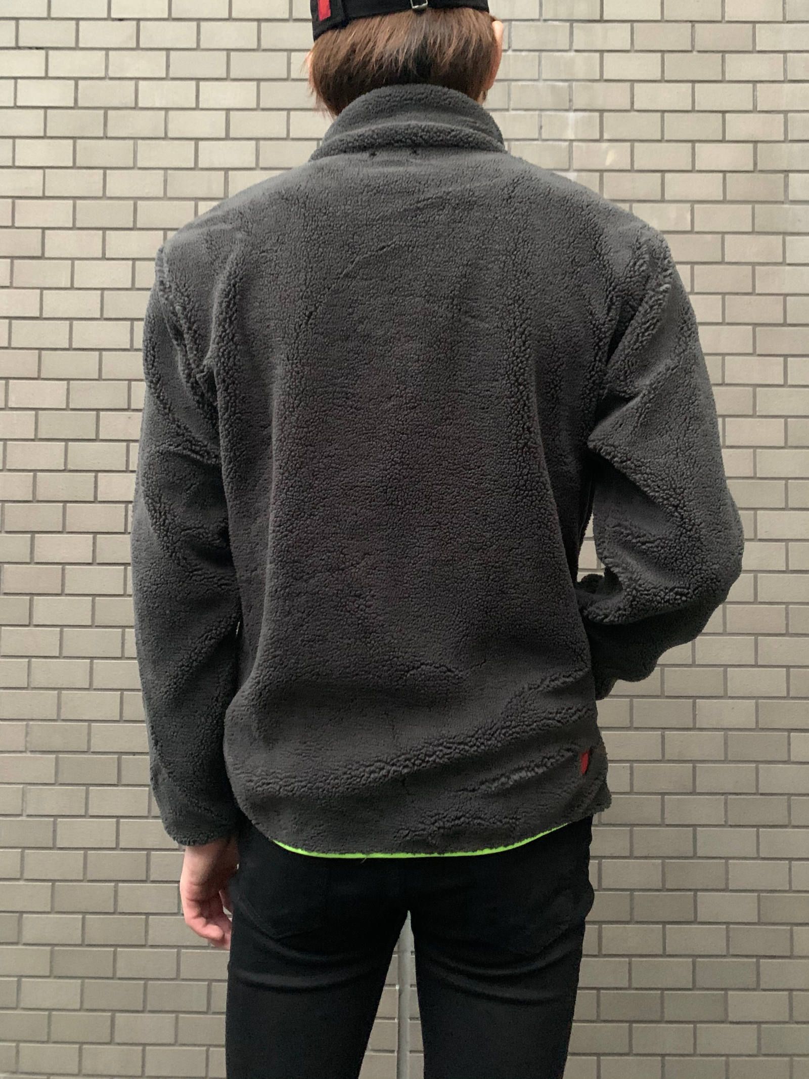 《残り一点》 ワッペン装飾 ジップアップ フリースジャケット FLEECE JACKET - GREY