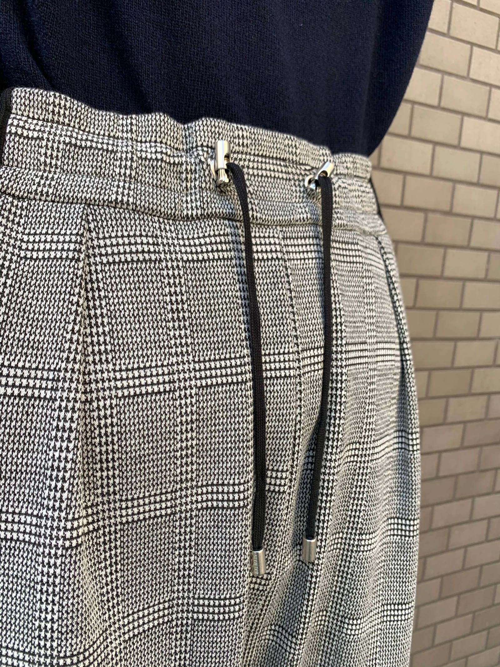 グレンチェック ラインワイドスウェットパンツ - GRAY