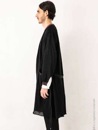 【若林拓也着用】 リネン ロングニットガウン Knit Gown Linen - BLACK