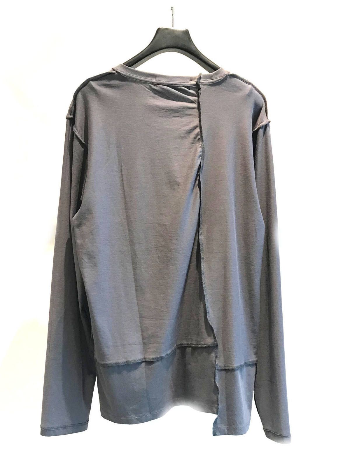 切替 ロゴプリント 長袖 カットソー - GREY