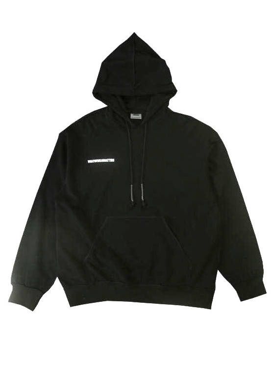 《残り一点》 バックロゴ 裏返しデザイン パーカー - BLACK
