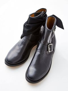 スカーフデザイン エンジニアブーツ SCARF ENGINEER "heel" - BLACK