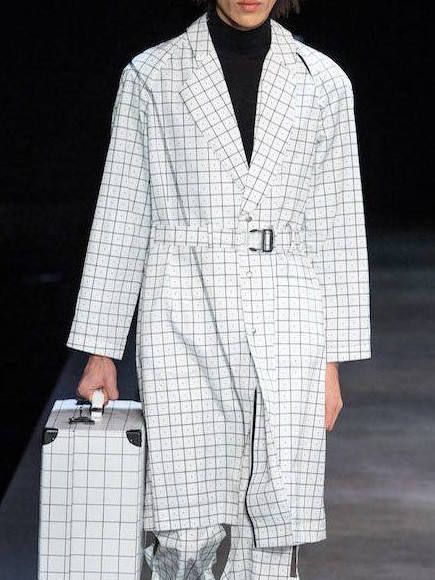ウィンドウペンチェック ナイロン トレンチコート GRID TRENCH - WHITE