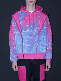 スター スプレープリント プルオーバーパーカー STARS ALL OVER HOODIE - PINK