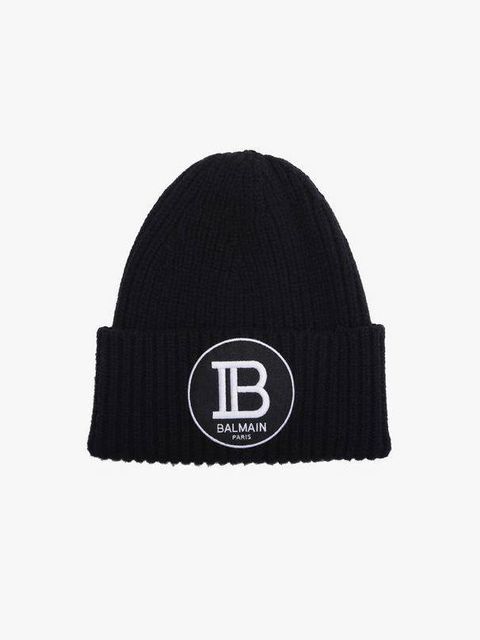 【SENSE9月号掲載】Bロゴ刺繍 ニットキャップ ビーニー - BLACK