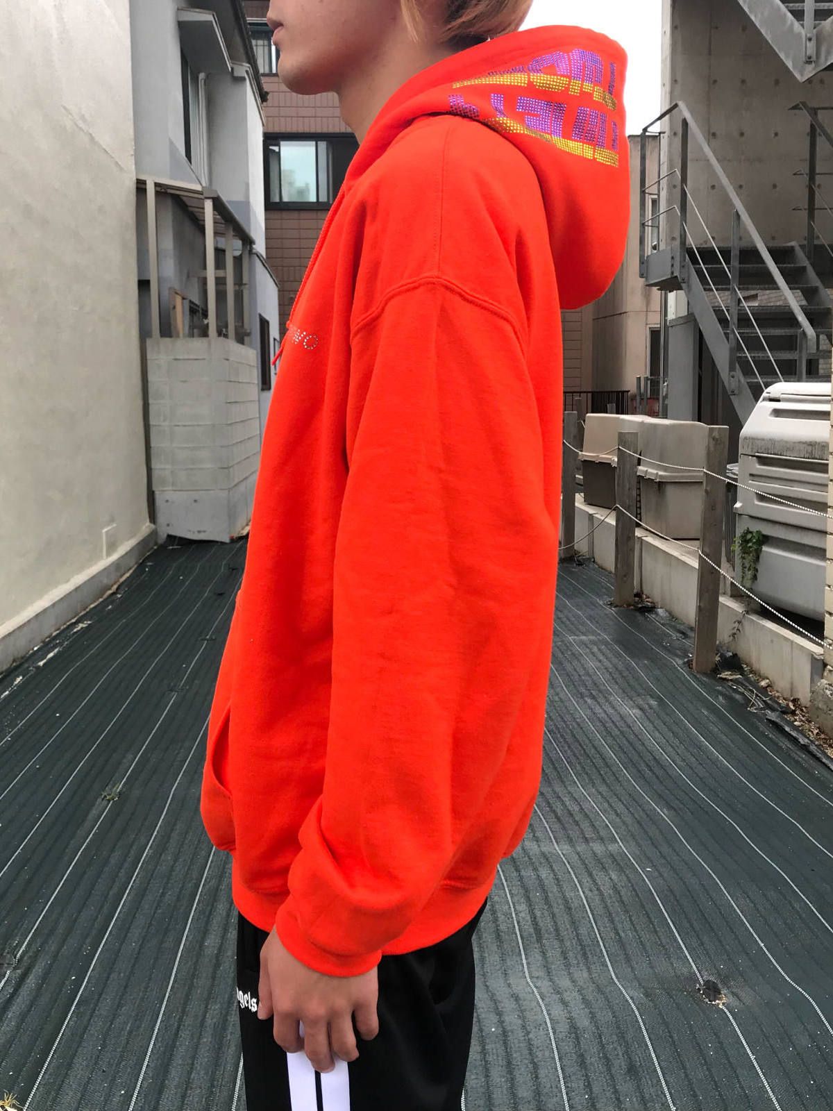 《残り一点》ラインストーン レーシングフーディ - ORANGE