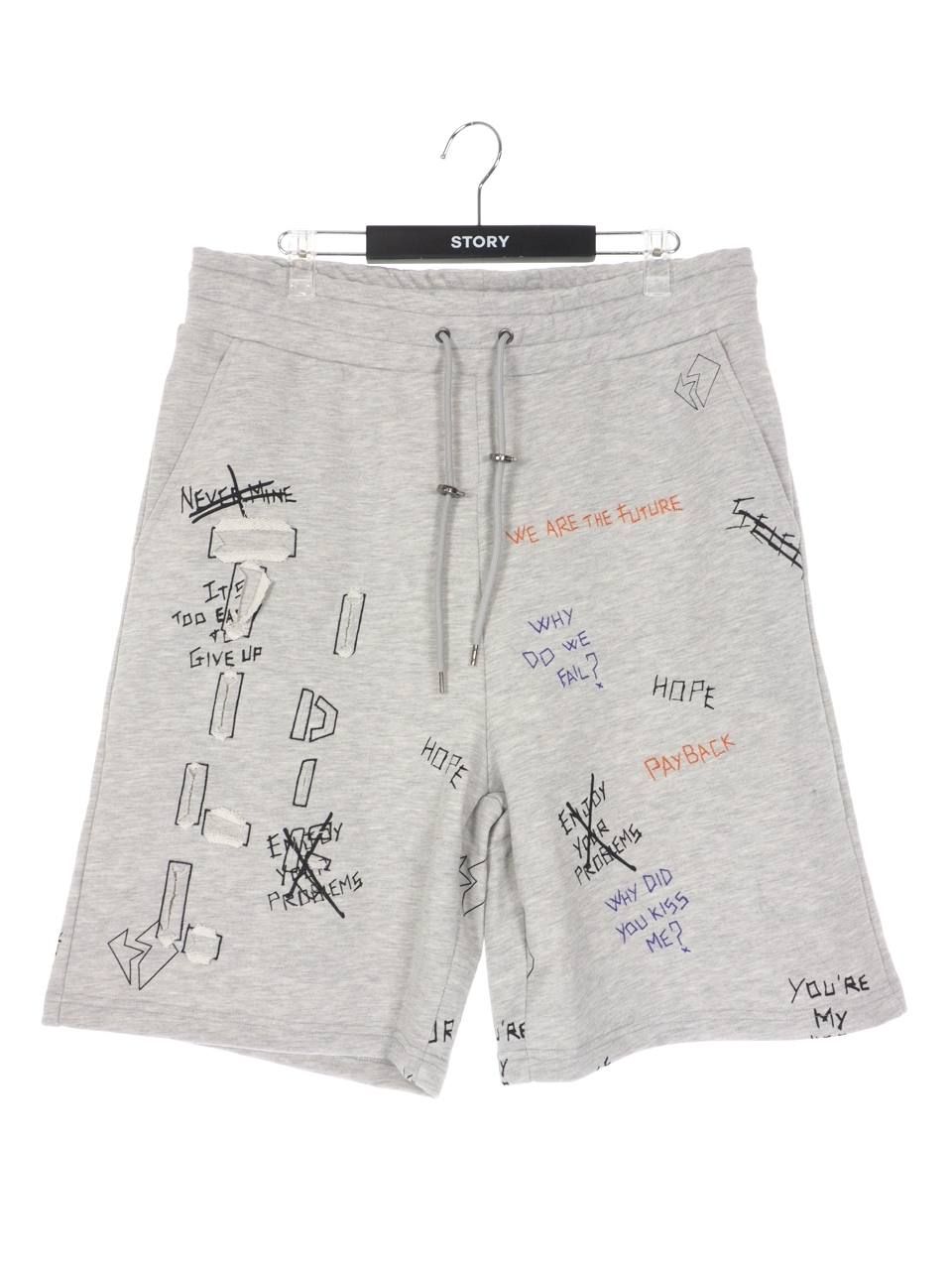 総柄 刺繍プリント ショーツ WRITTINGS SHORT GRAY
