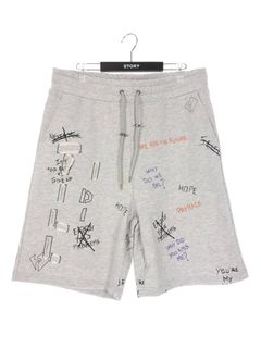 総柄 刺繍プリント ショーツ WRITTINGS SHORT GRAY