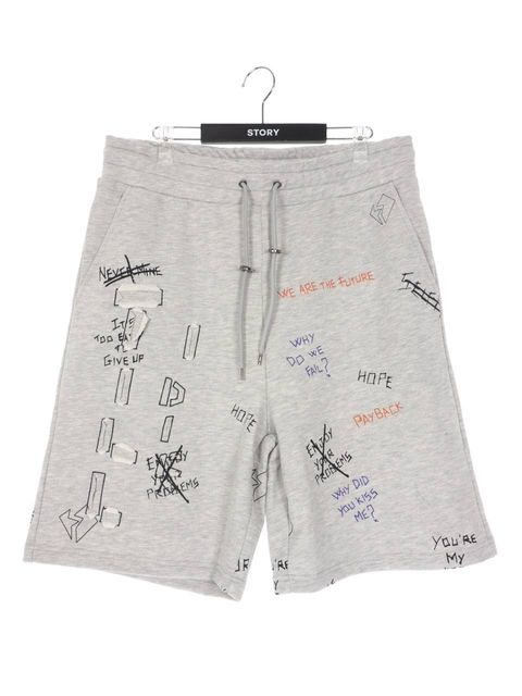 総柄 刺繍プリント ショーツ WRITTINGS SHORT GRAY