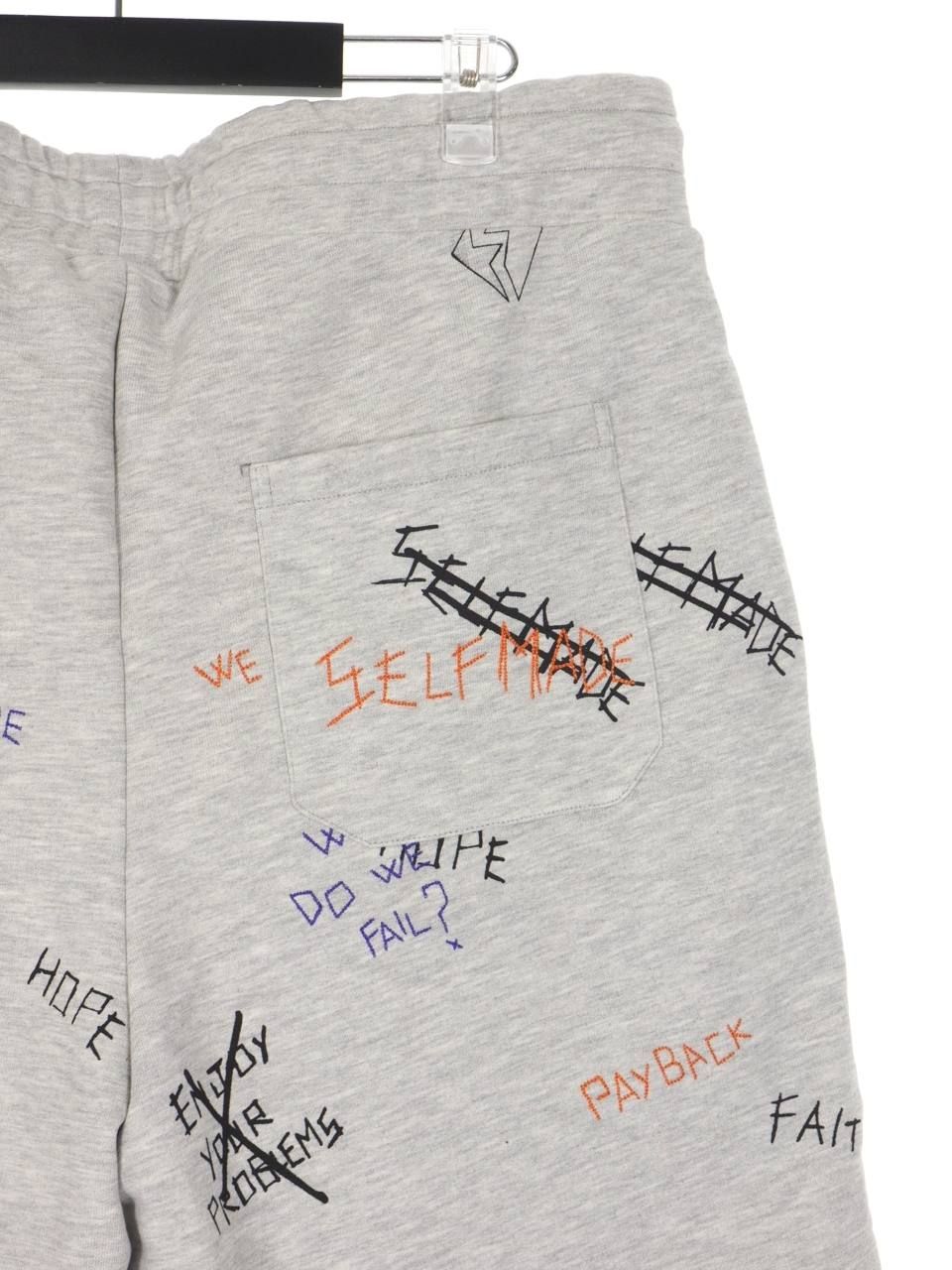 総柄 刺繍プリント ショーツ WRITTINGS SHORT GRAY
