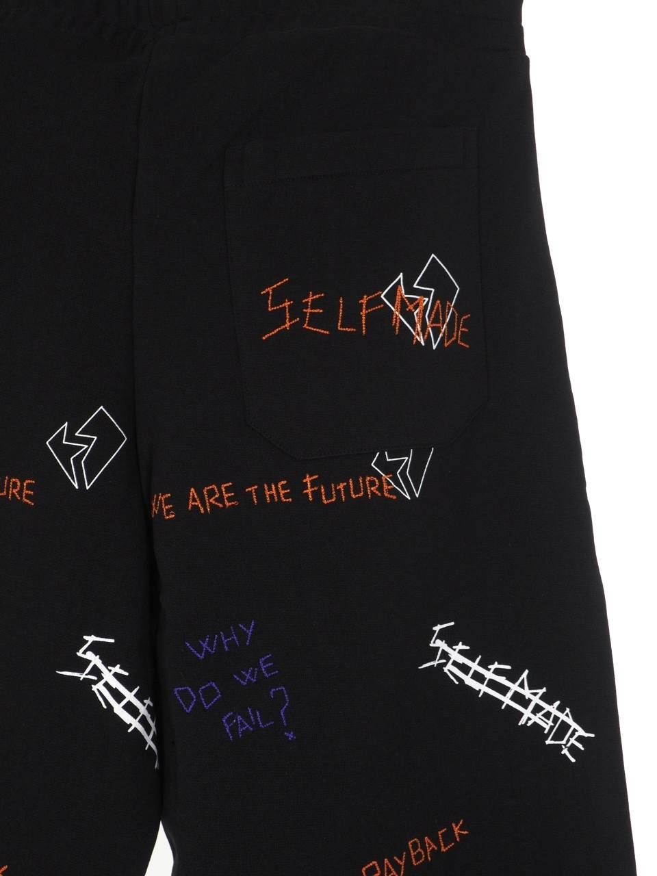 【20AW】総柄 刺繍プリント ジョガーパンツ / WRITTINGS JOGGER PANTS / ブラック