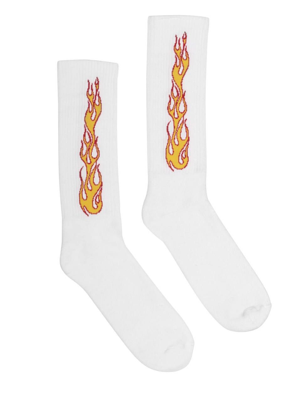 PALM ANGELS - ファイヤーパターン ソックス FLAMES SOCKS - WHITE | STORY