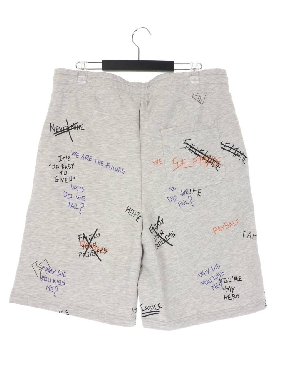 総柄 刺繍プリント ショーツ WRITTINGS SHORT GRAY