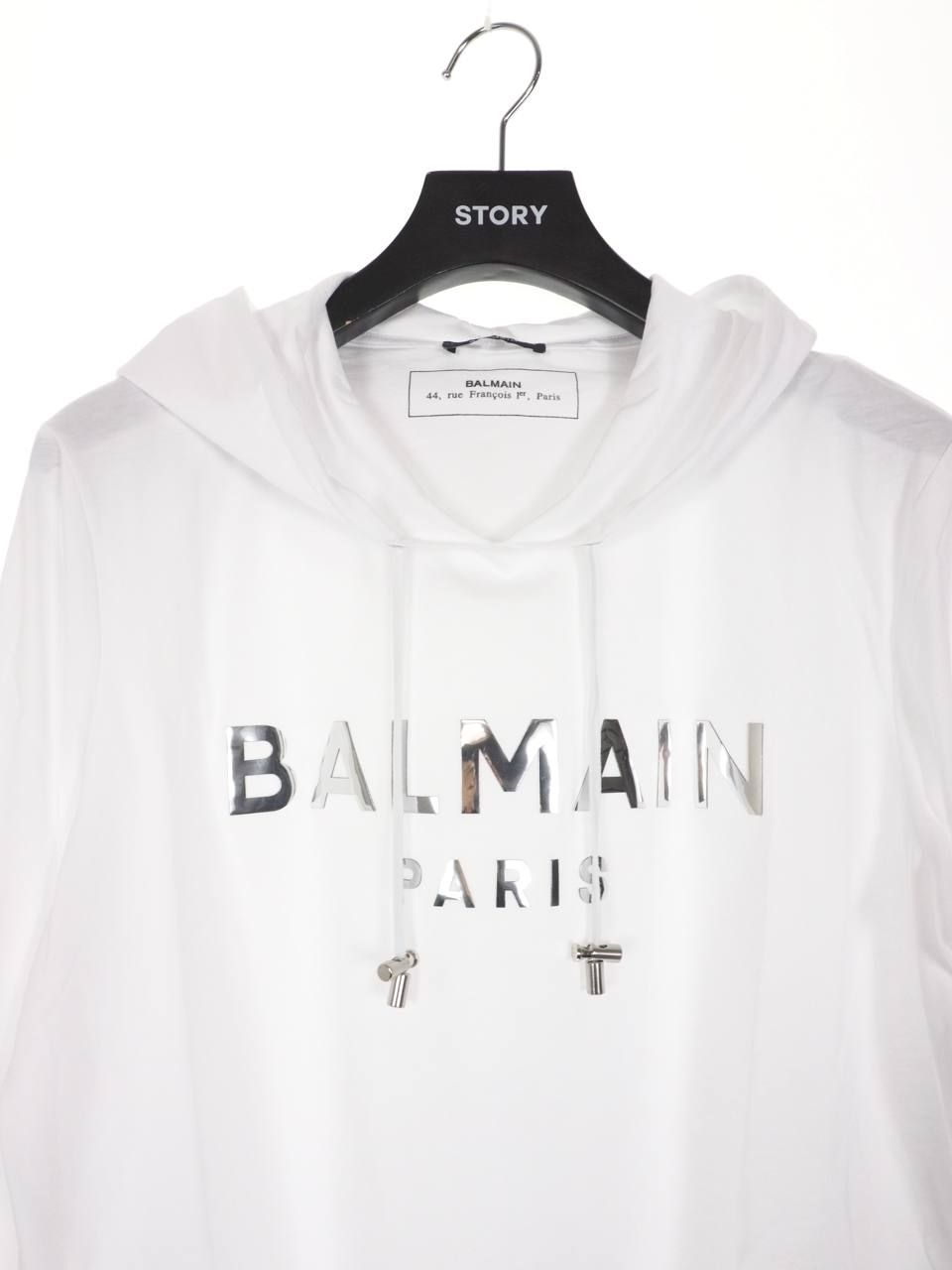 シルバーロゴプリント フーデッドカットソー - WHITE