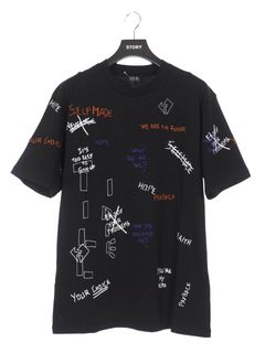 総柄 刺繍プリント Tシャツ WRITTINGS T-SHIRT BLACK