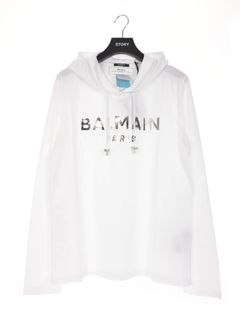 シルバーロゴプリント フーデッドカットソー - WHITE