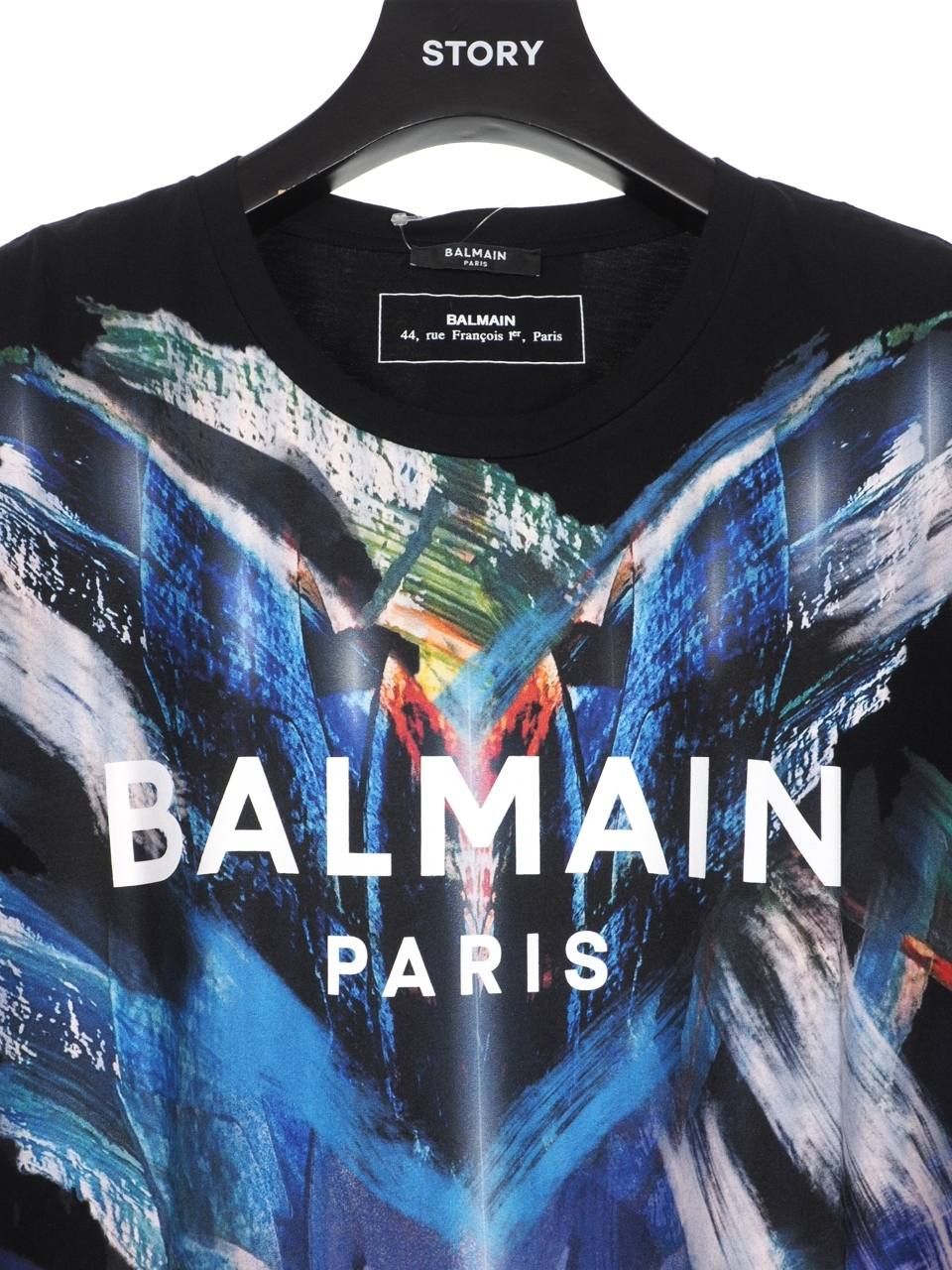 BALMAIN RARIS 総柄 ロゴグラフィック 半袖カットソー - BLACK
