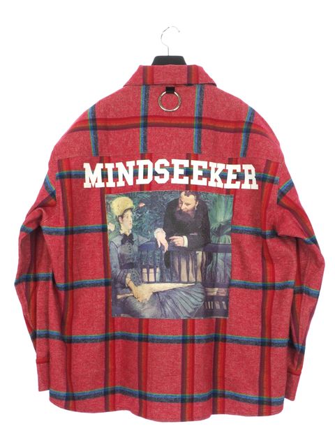 バックプリント レインボーチェックシャツ MANE Rainbow Check LongSleeve Shirt RED
