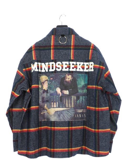 バックプリント レインボーチェックシャツ MANE Rainbow Check LongSleeve Shirt NAVY