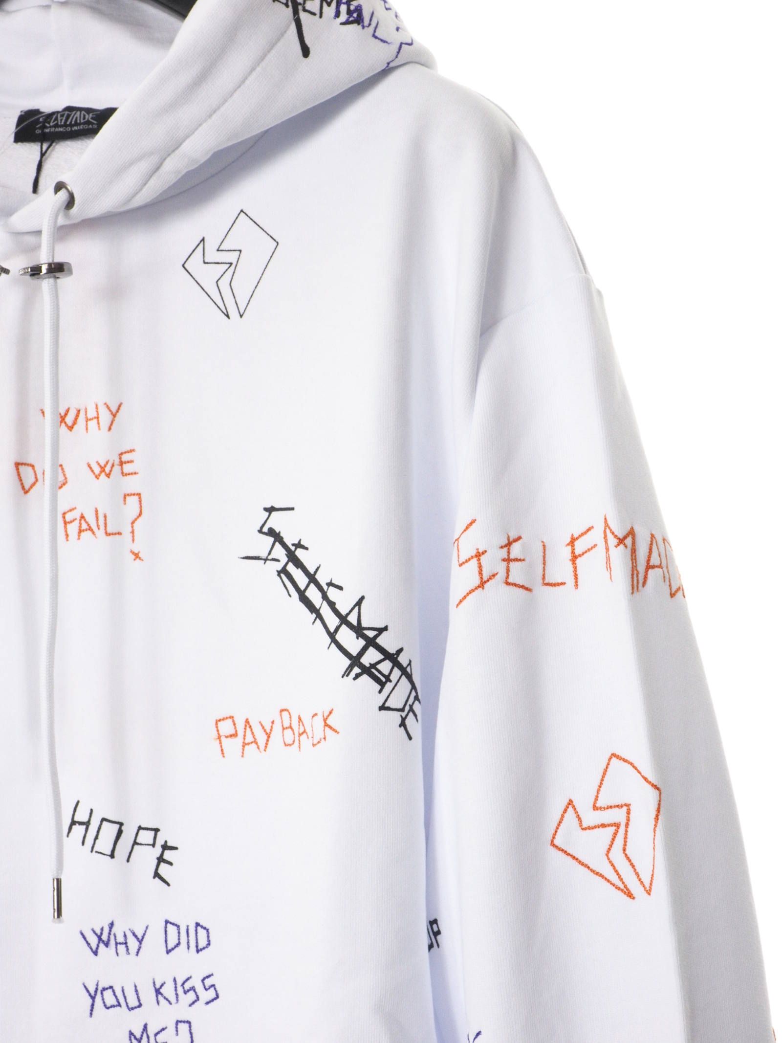 【20AW】総柄 刺繍プリント パーカー / WRITTINGS HOODIE / ホワイト