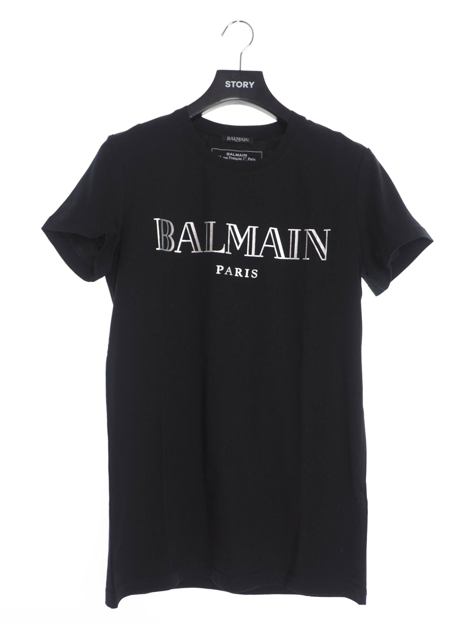 袖丈半袖バルマン　paris メタルロゴ ショートスリーブ Tシャツ