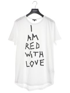 テキストプリント 半袖 Tシャツ ”I AM RED WITH LOVE” T-SHIRT WHITE