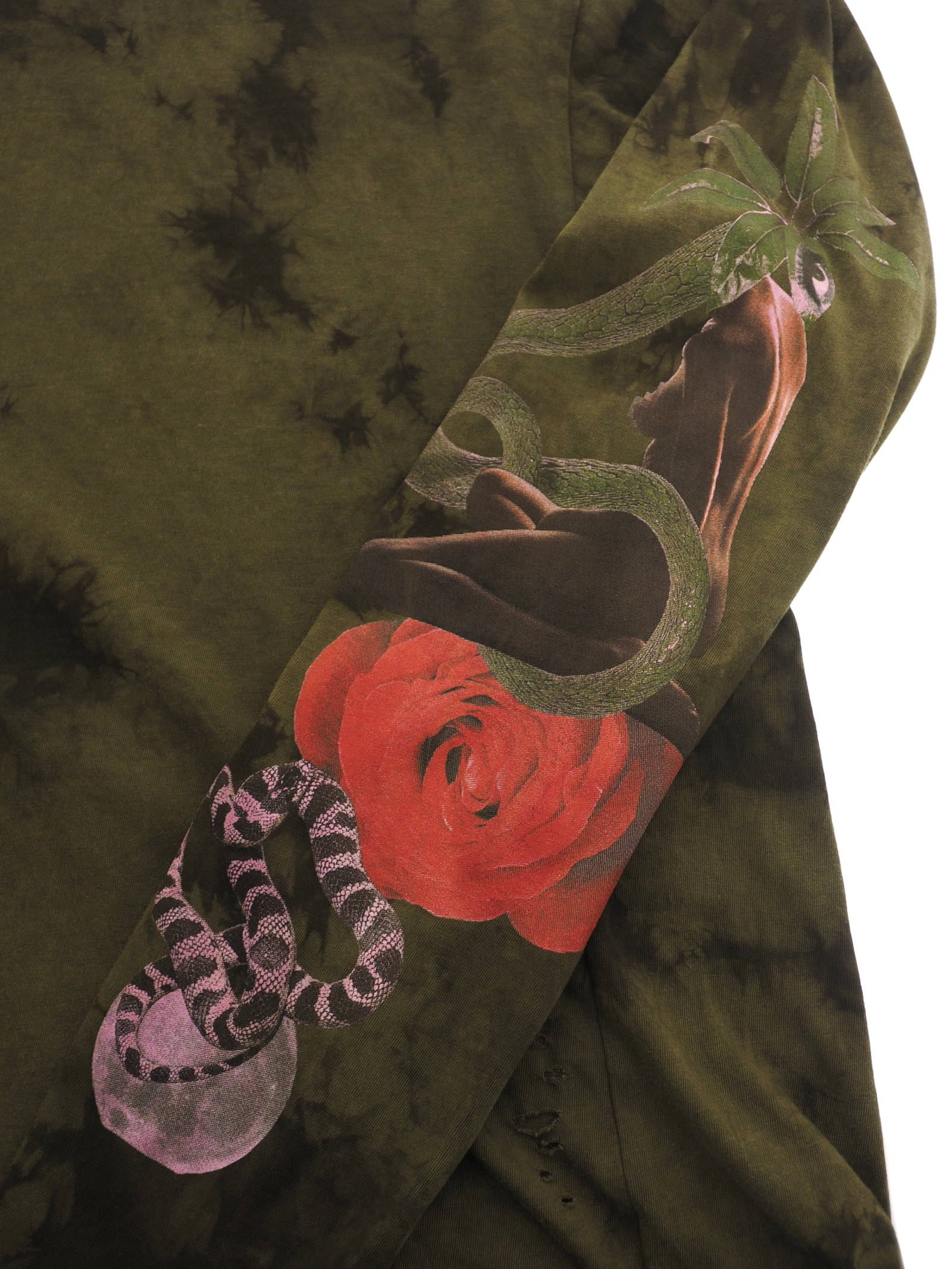 アマゾニア 長袖 Tシャツ カットソー ダメージ加工 AMAZONIA LONG SLEEVE T-SHIRT KHAKI