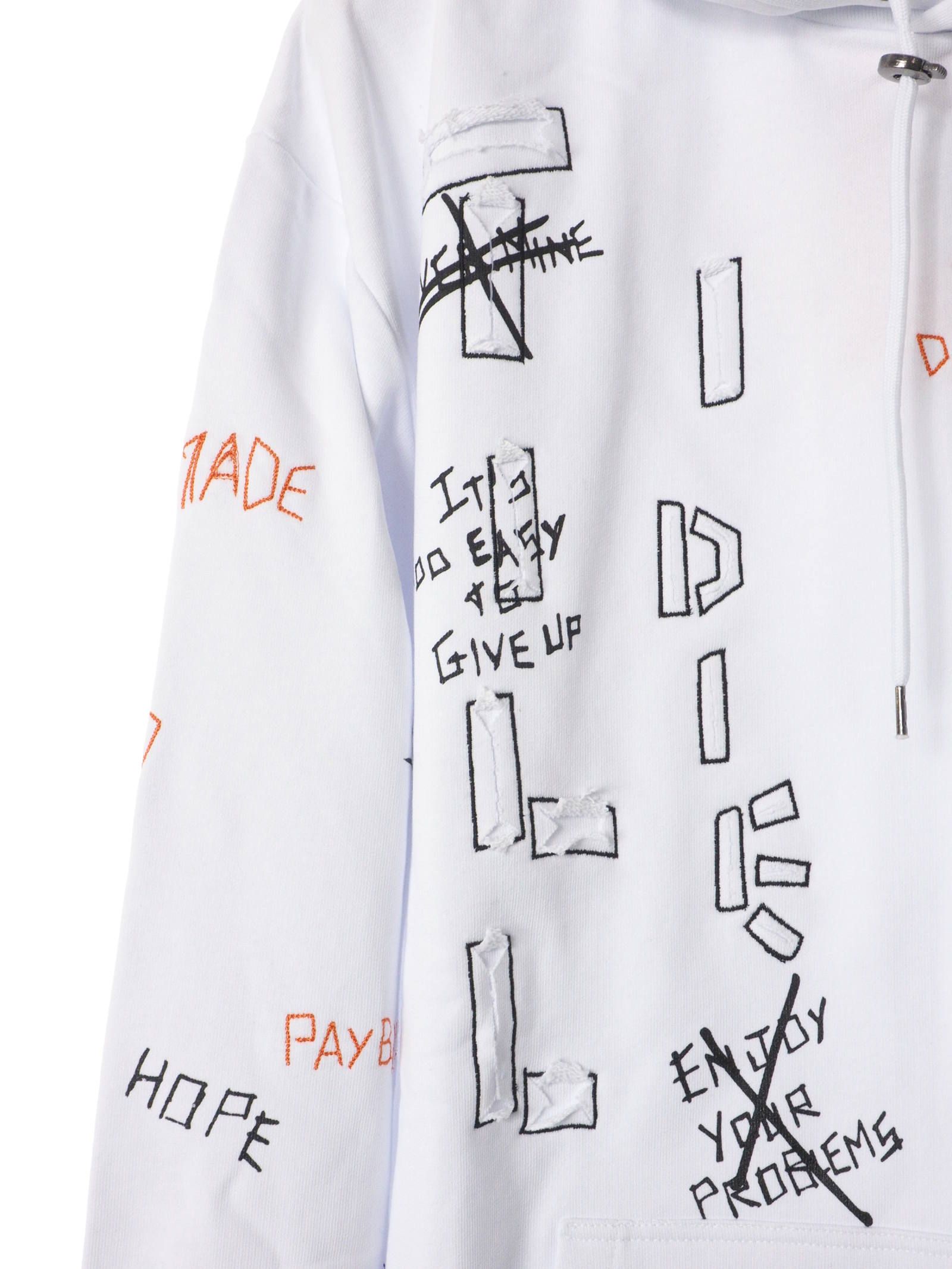 【20AW】総柄 刺繍プリント パーカー / WRITTINGS HOODIE / ホワイト