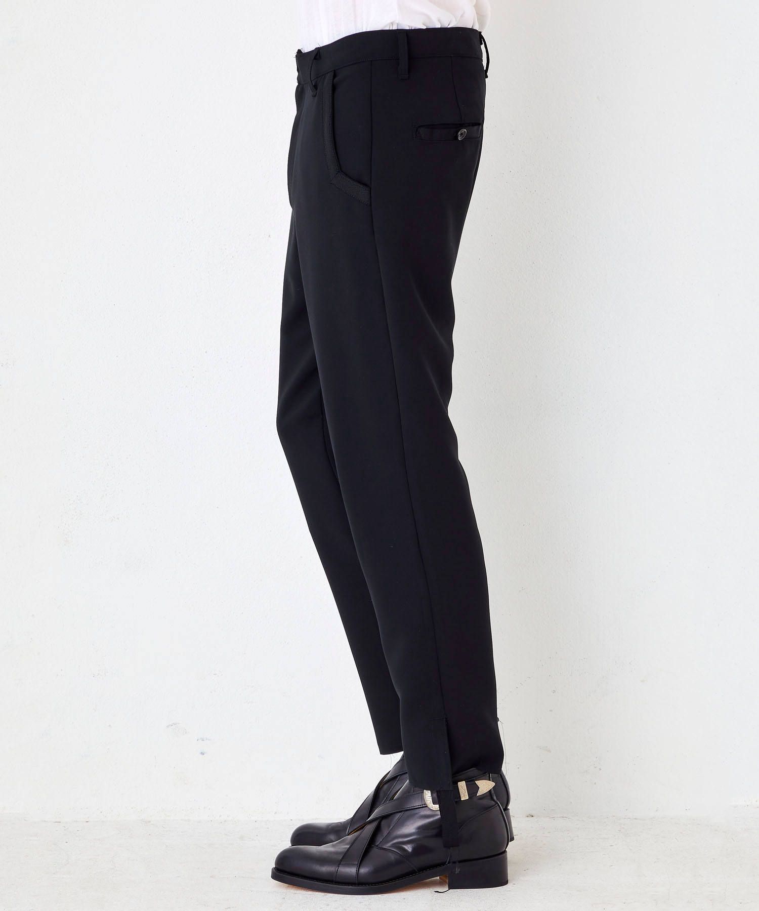 テープスリット テーパード スラックス TAPE SLIT TROSERS “D.C” BLACK