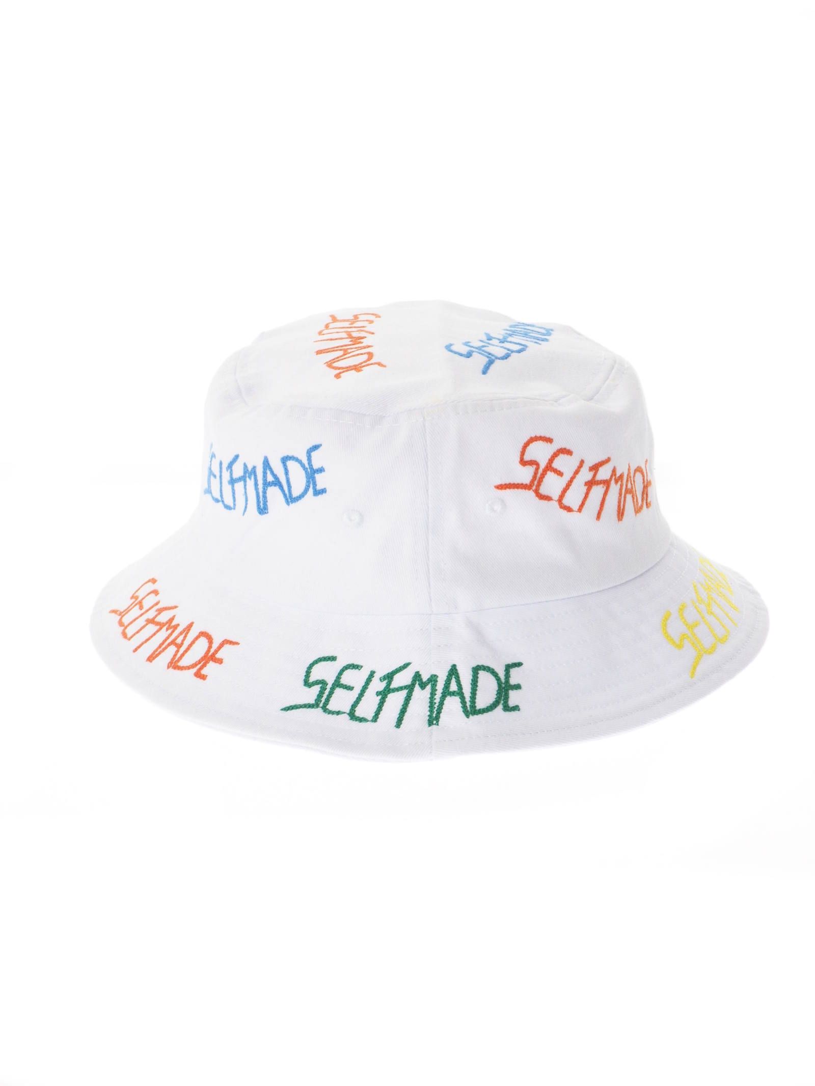 総ロゴ刺繍 バケットハット / ICONIC BUCKET HAT / ホワイト × マルチ