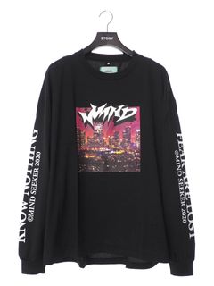 シティグラフィック 長袖 Tシャツ M City Graffiti Long Sleeve Tee BLACK
