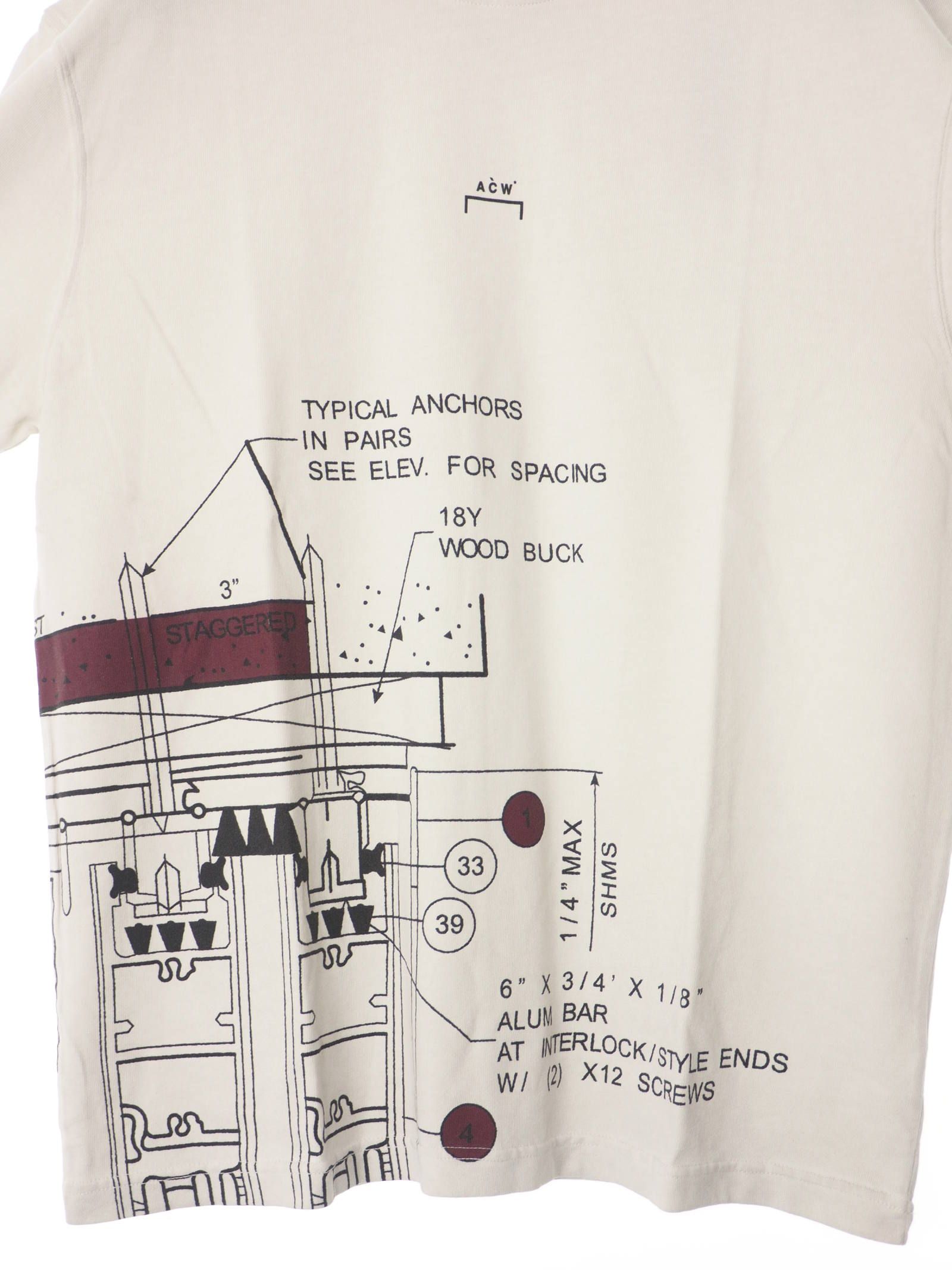 メカニカルプリント 長袖 Tシャツ BLUEPRINT LONG SLEEVE T-SHIRT ALMOND MILK