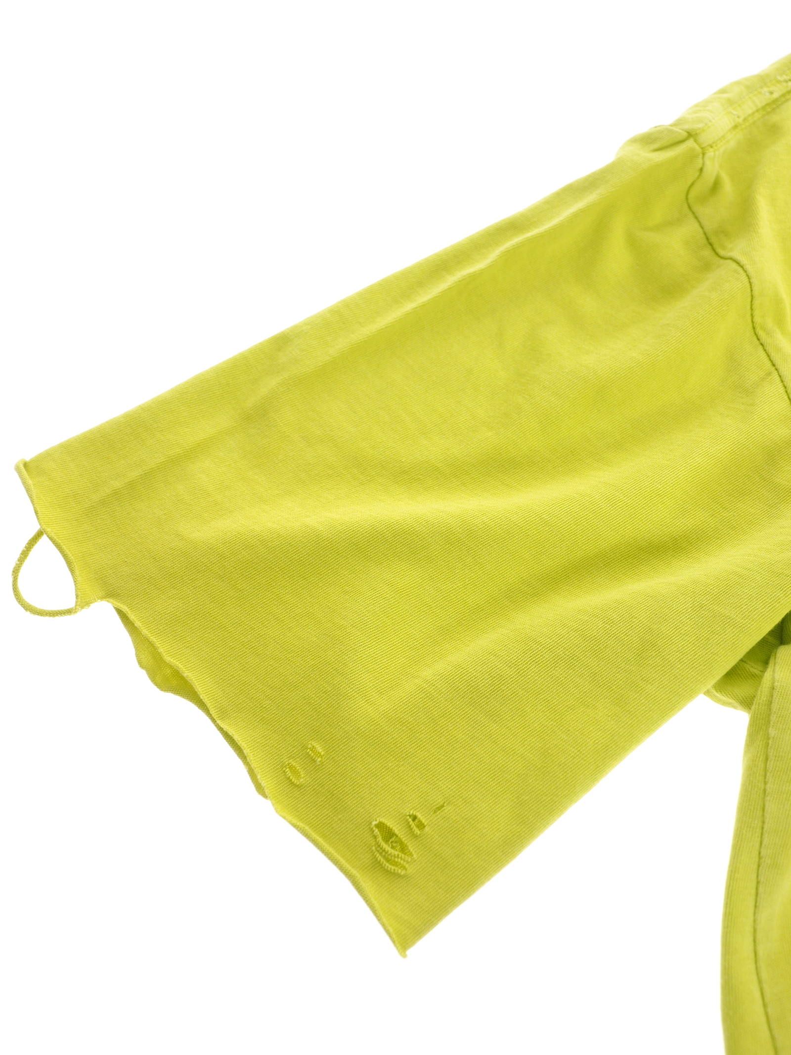 テキストプリント 半袖 Tシャツ カットソー ダメージ加工 VIRTUAL VOODOO SHORT SLEEVE T-SHIRT CHARTREUSE