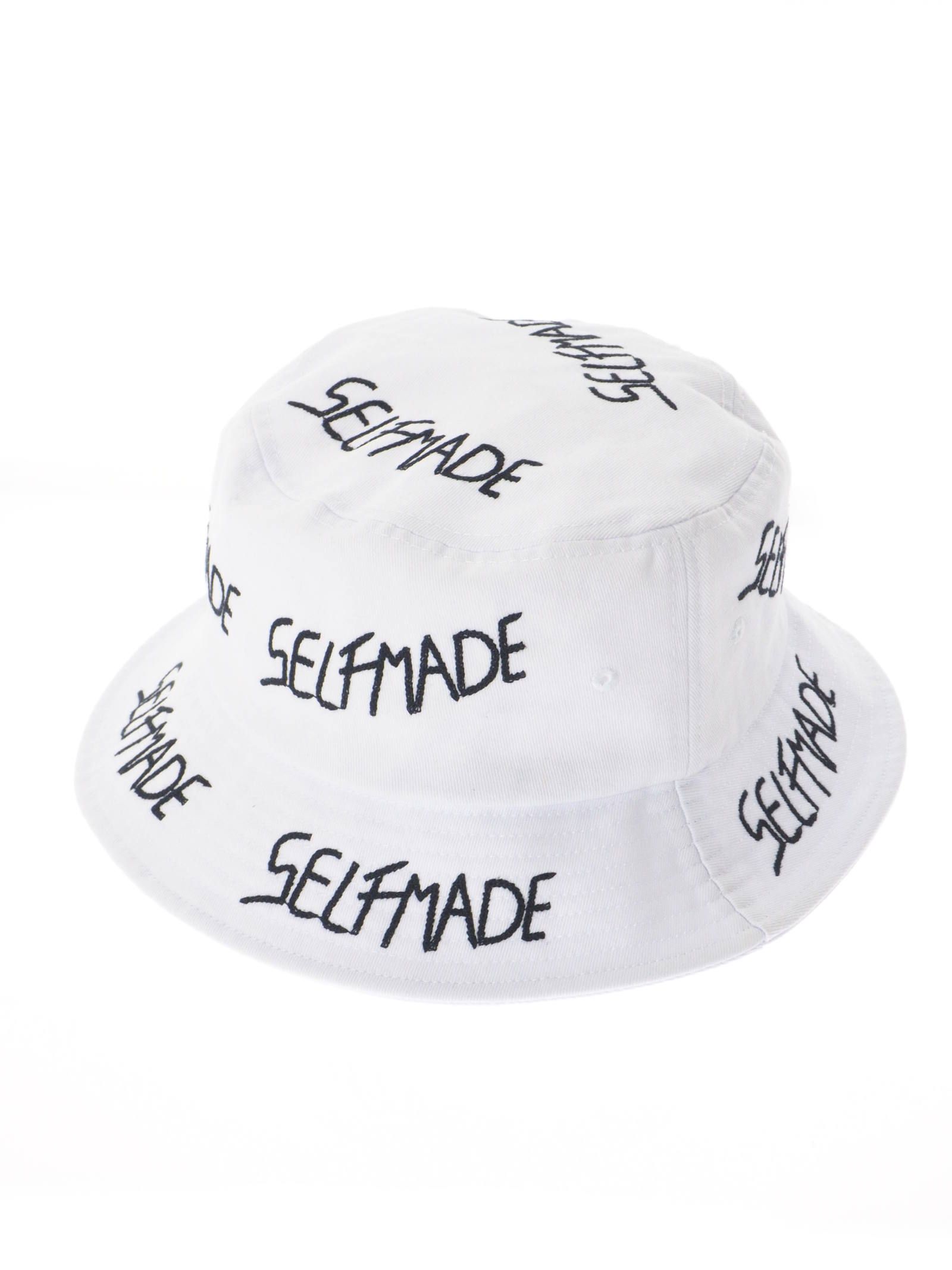 総ロゴ刺繍 バケットハット / ICONIC BUCKET HAT / ホワイト × ブラック