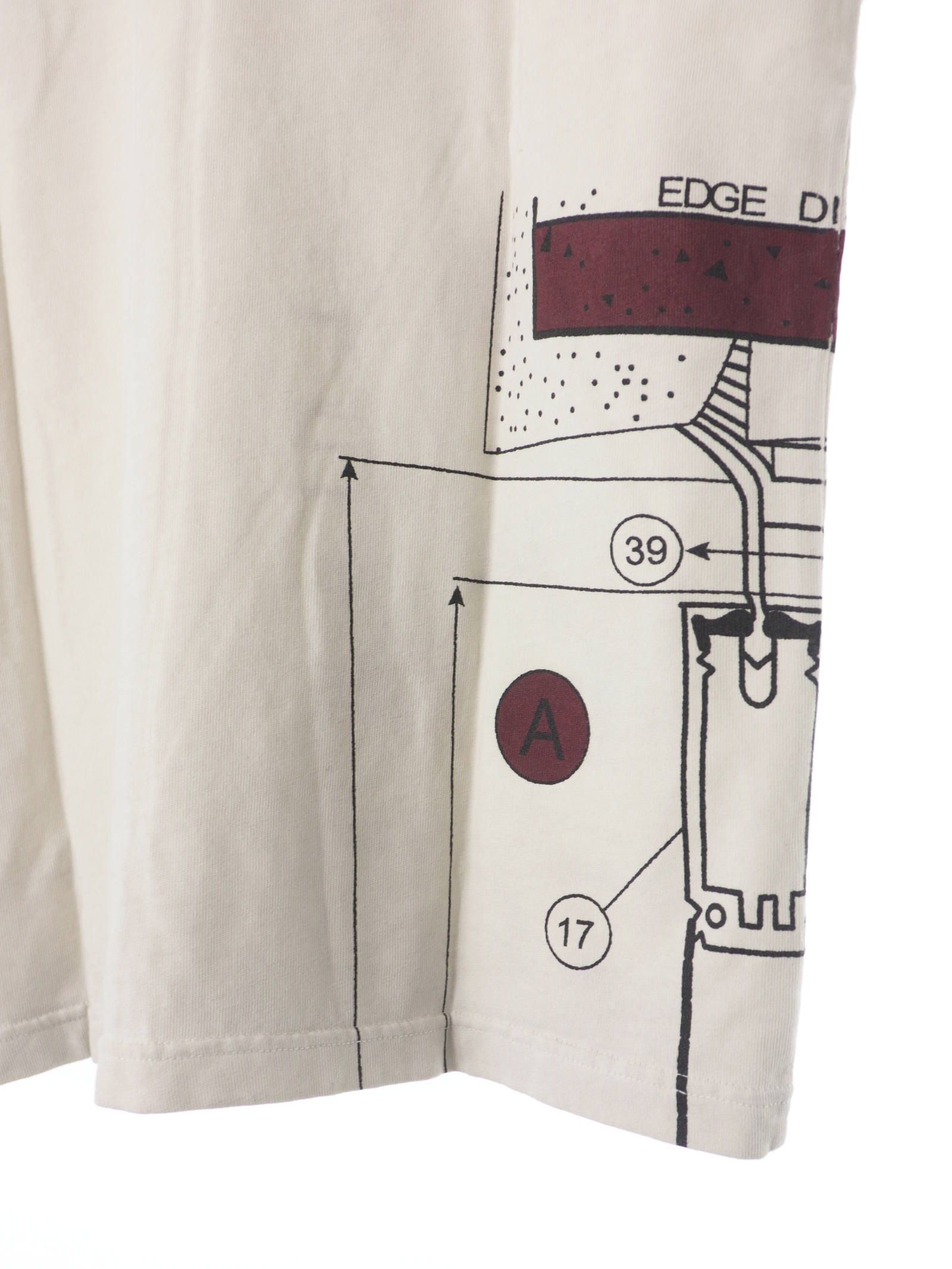 メカニカルプリント 長袖 Tシャツ BLUEPRINT LONG SLEEVE T-SHIRT ALMOND MILK