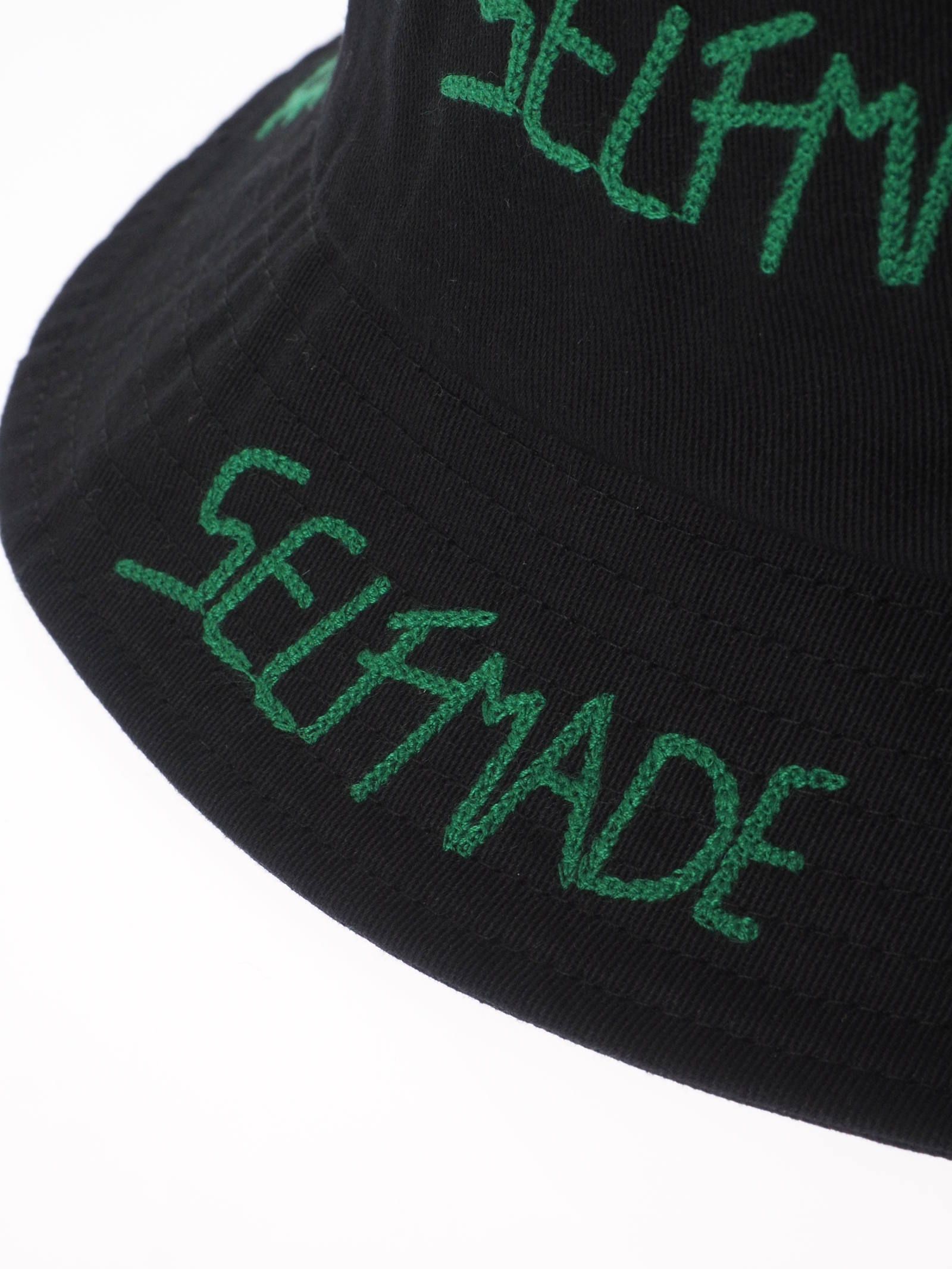 総ロゴ刺繍 バケットハット ICONIC BUCKET HAT - BLACK × GREEN