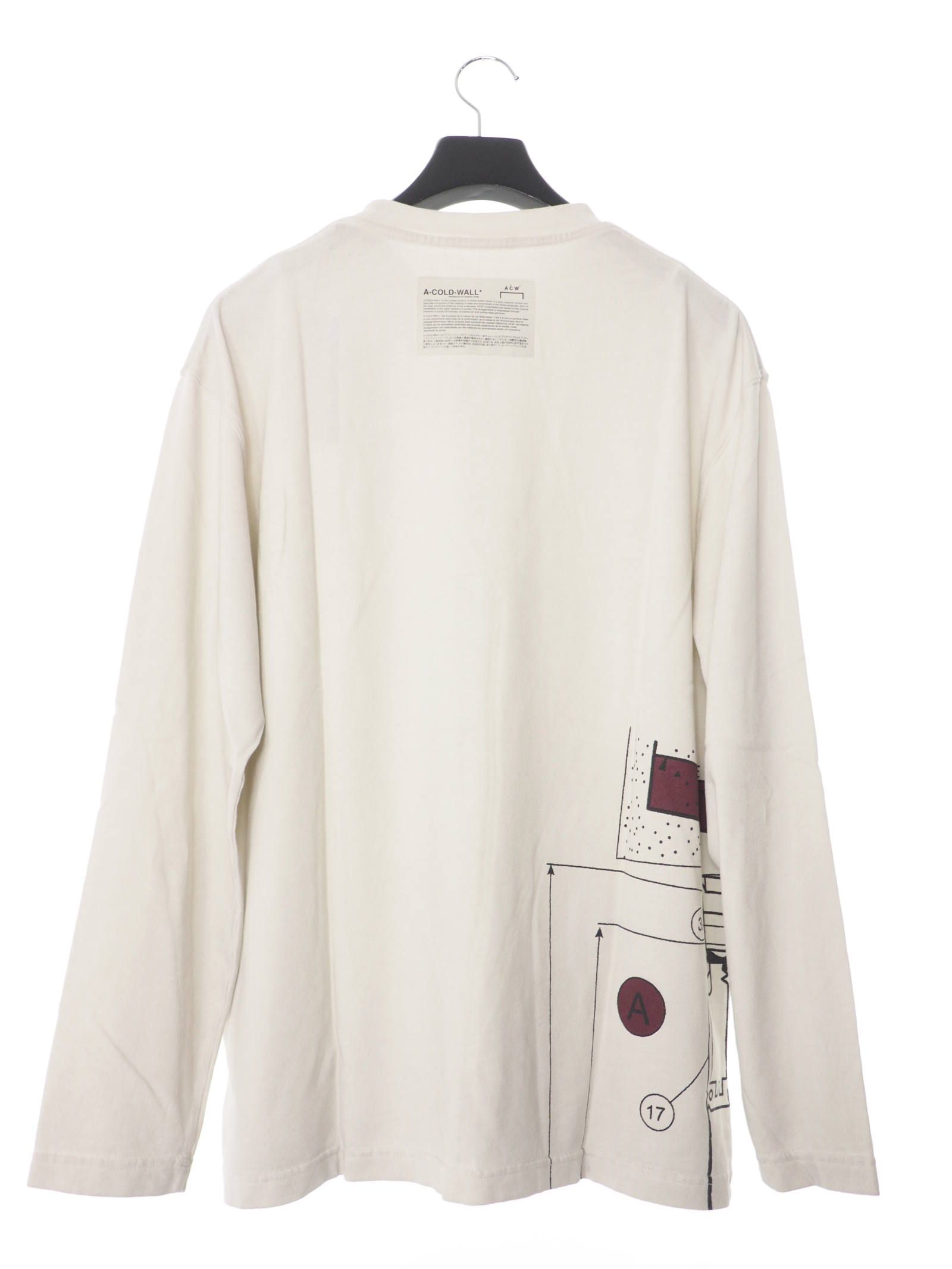 メカニカルプリント 長袖 Tシャツ BLUEPRINT LONG SLEEVE T-SHIRT ALMOND MILK
