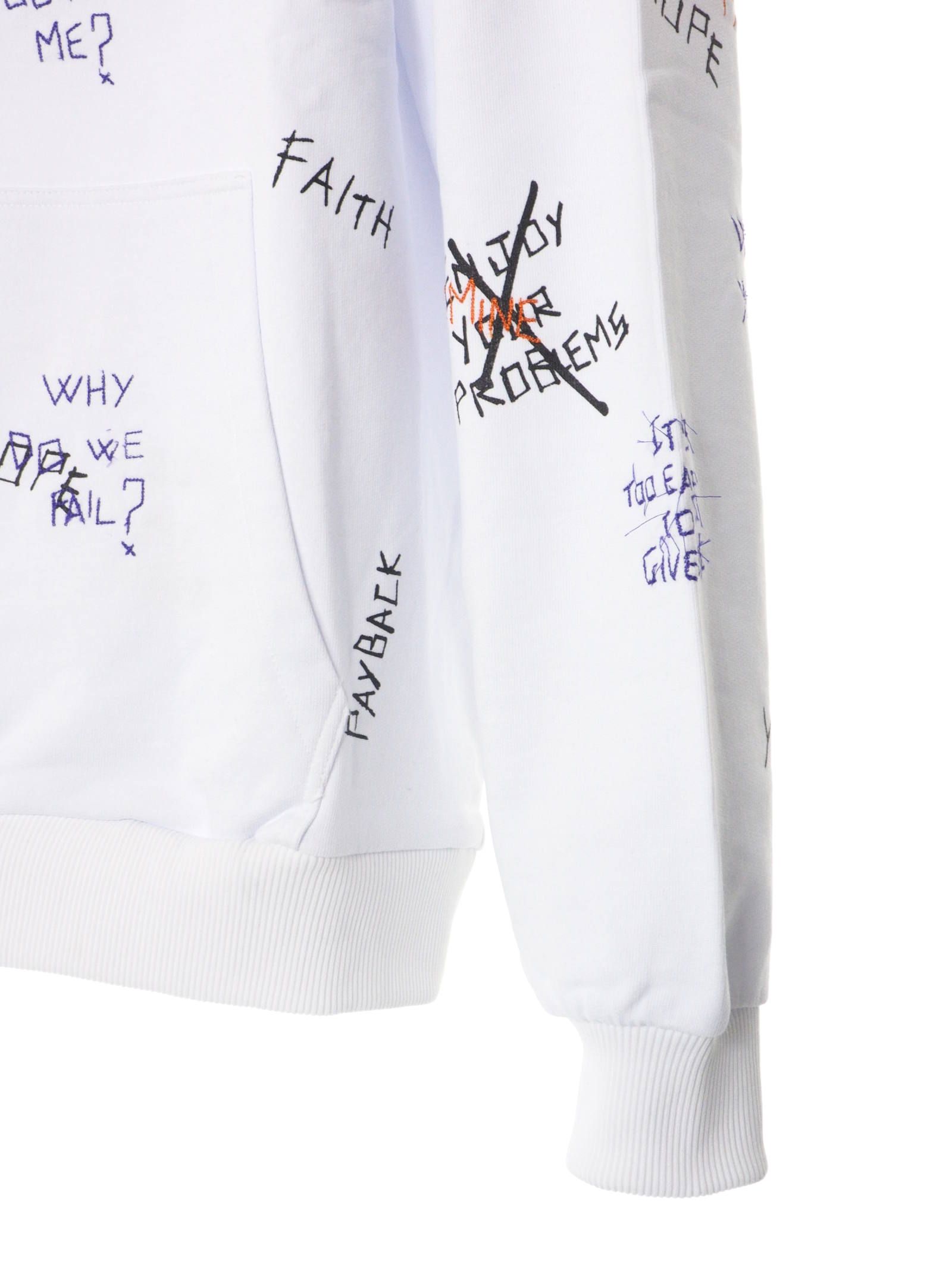 【20AW】総柄 刺繍プリント パーカー / WRITTINGS HOODIE / ホワイト
