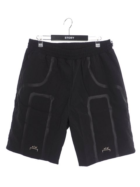 テーププリント ハーフ トラックショーツ BRACKET TAPED TRACK SHORTS BLACK