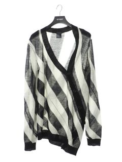 アシンメトリー ストライプ カーディガン KNITTED CARDIGAN EGIL BLACK/EGIL WHITE