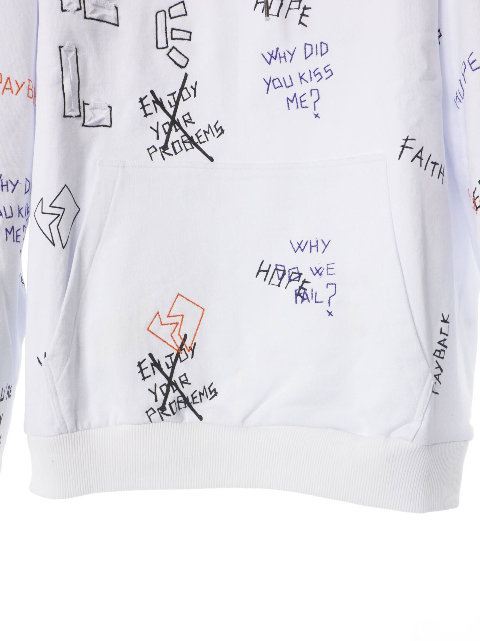 【20AW】総柄 刺繍プリント パーカー / WRITTINGS HOODIE / ホワイト