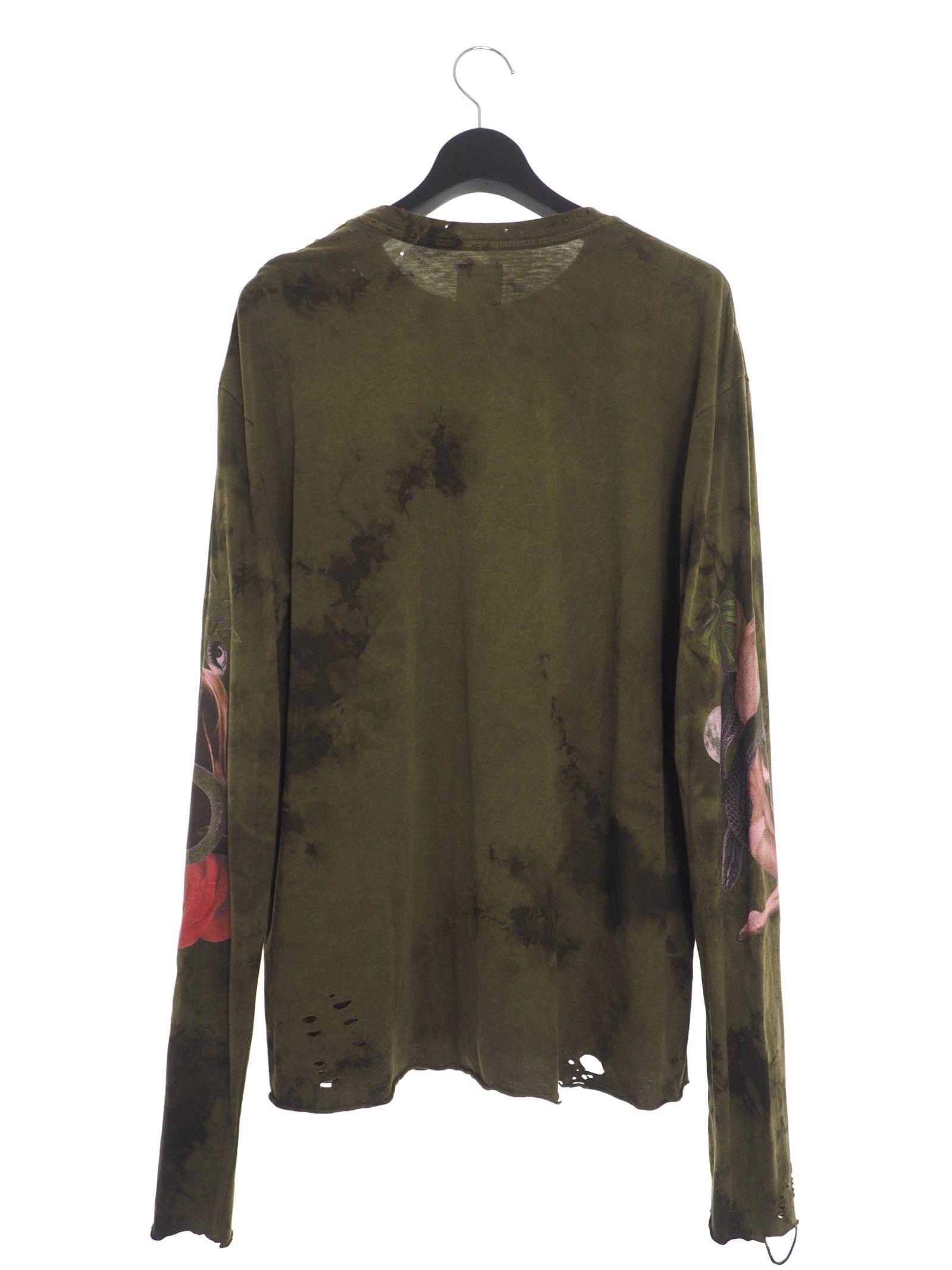 アマゾニア 長袖 Tシャツ カットソー ダメージ加工 AMAZONIA LONG SLEEVE T-SHIRT KHAKI