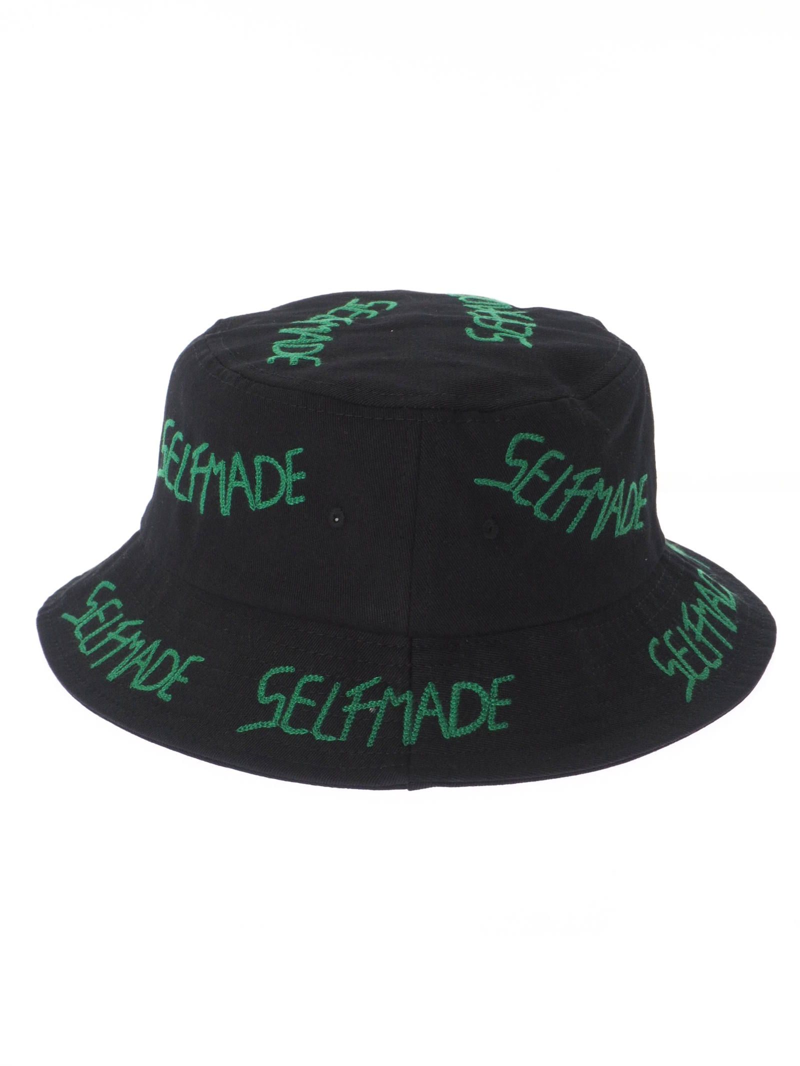 総ロゴ刺繍 バケットハット ICONIC BUCKET HAT - BLACK × GREEN