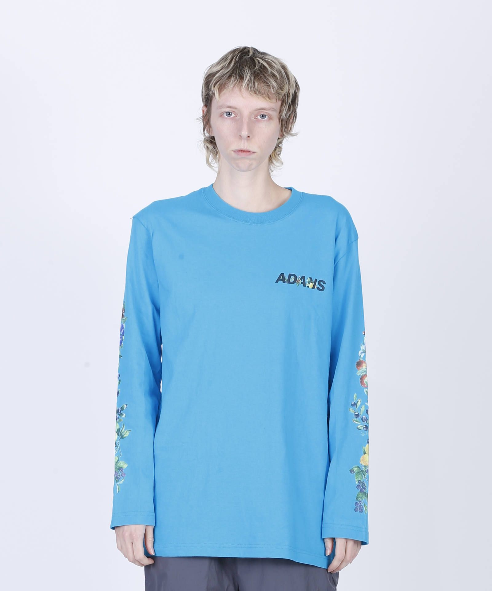 袖フルーツ柄 長袖Tシャツ / FRUITS LS TEE / ブルー