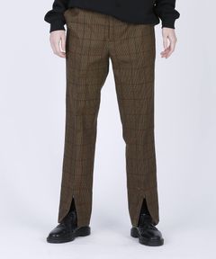 センタースリット入り スラックス / SLIT CHECK SLACKS / ブラウン