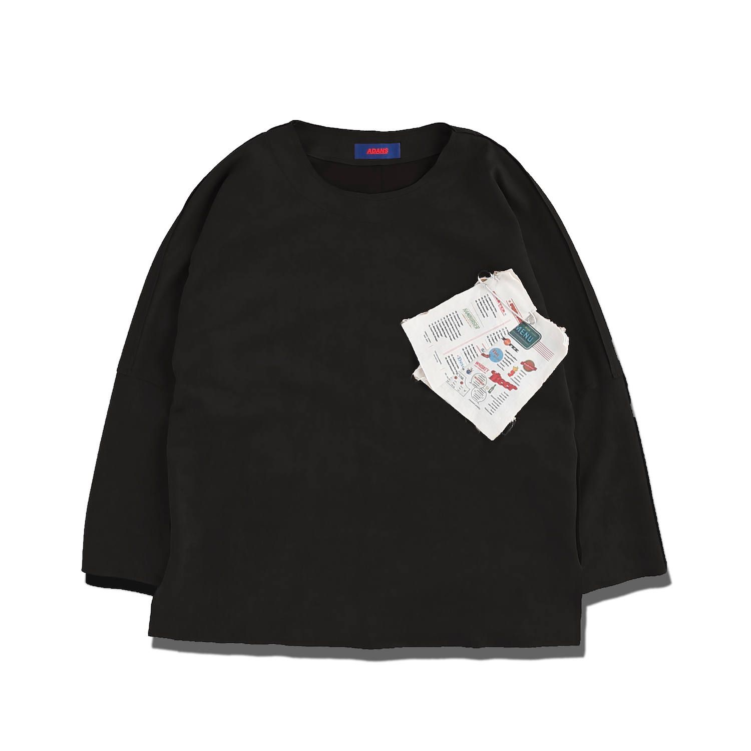 メニュー プリント セーター / MENU SUEDE LONG SLEEVE / ブラック