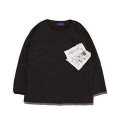メニュー プリント セーター / MENU SUEDE LONG SLEEVE / ブラック