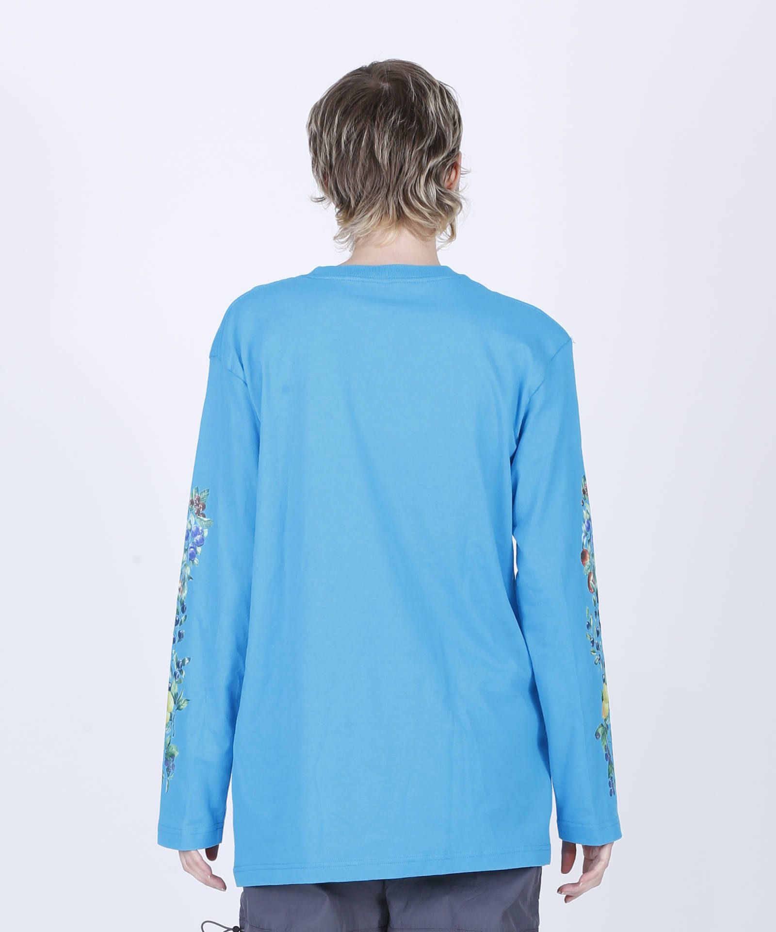 袖フルーツ柄 長袖Tシャツ / FRUITS LS TEE / ブルー