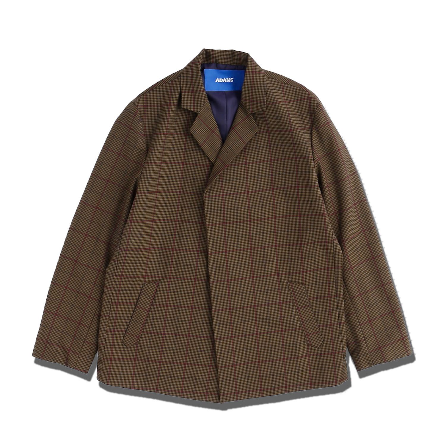 チェック柄 テーラード ジェケット / MINIMAL CHECK JACKET / ブラウン